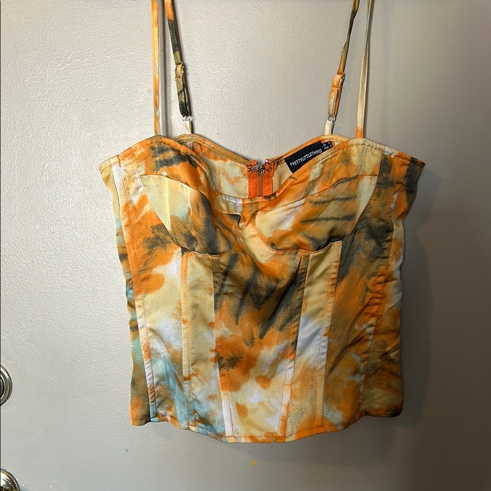 Orange Tie-Dye Corset Top